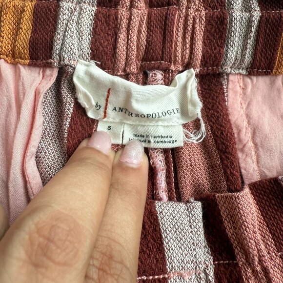 Anthropologie Women's Belted Striped Paperbag Waist Shorts Multi Size Small - Picture 6 of 11